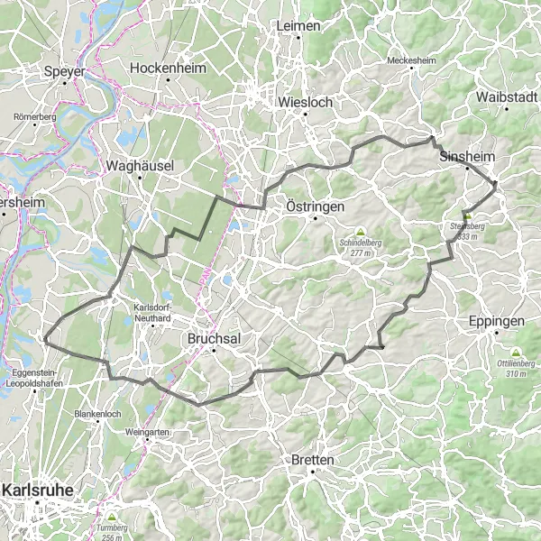 Karten-Miniaturansicht der Radinspiration "Von Graben-Neudorf nach Linkenheimer Hütte" in Karlsruhe, Germany. Erstellt vom Tarmacs.app-Routenplaner für Radtouren