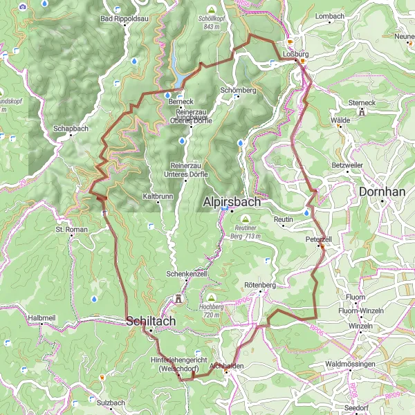 Karten-Miniaturansicht der Radinspiration "Bergige Abenteuer in der Natur" in Karlsruhe, Germany. Erstellt vom Tarmacs.app-Routenplaner für Radtouren