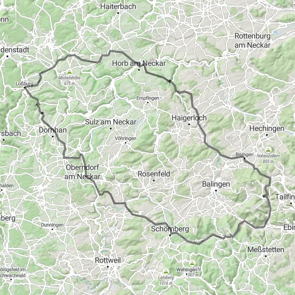 Karten-Miniaturansicht der Radinspiration "Erobern Sie die Natur - Road-Tour um Loßburg" in Karlsruhe, Germany. Erstellt vom Tarmacs.app-Routenplaner für Radtouren