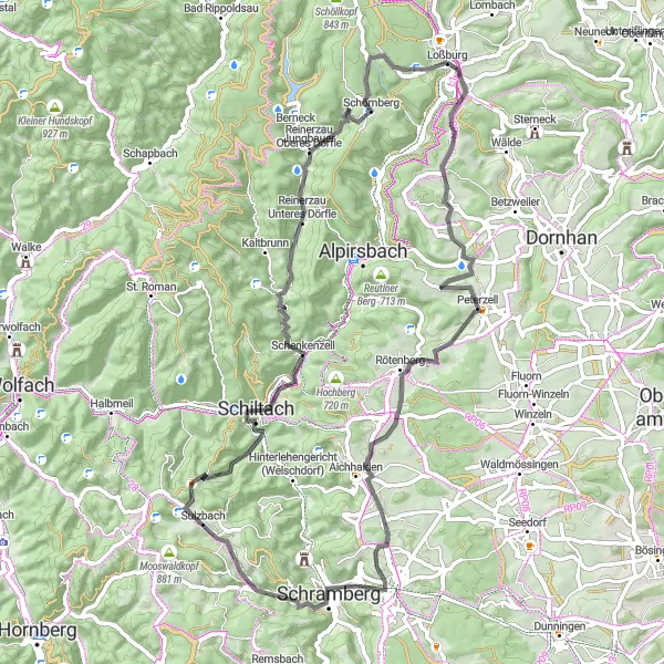 Karten-Miniaturansicht der Radinspiration "Schwarzwaldhöhenstraße Rundtour" in Karlsruhe, Germany. Erstellt vom Tarmacs.app-Routenplaner für Radtouren