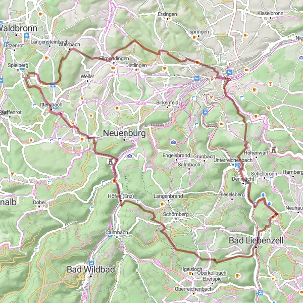 Karten-Miniaturansicht der Radinspiration "Herausfordernde Gravel-Route mit atemberaubenden Aussichten" in Karlsruhe, Germany. Erstellt vom Tarmacs.app-Routenplaner für Radtouren