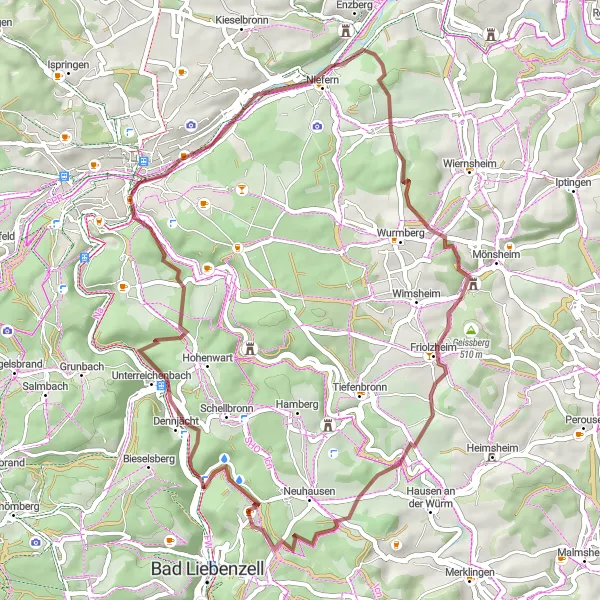 Karten-Miniaturansicht der Radinspiration "Abenteuerliche Gravel-Route in der Region Karlsruhe" in Karlsruhe, Germany. Erstellt vom Tarmacs.app-Routenplaner für Radtouren