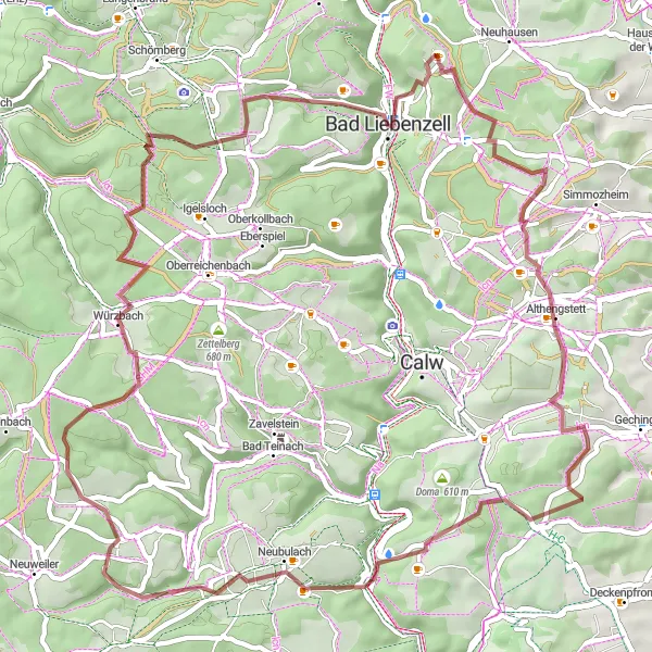 Karten-Miniaturansicht der Radinspiration "Gravel Tour rund um Monakam" in Karlsruhe, Germany. Erstellt vom Tarmacs.app-Routenplaner für Radtouren
