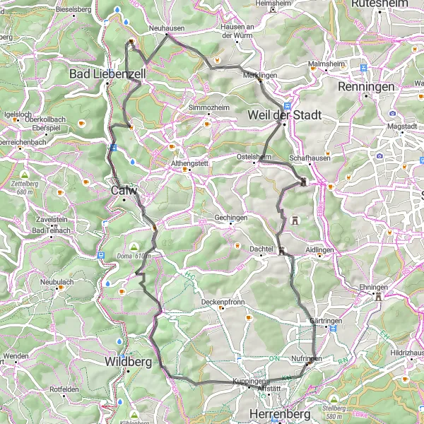 Karten-Miniaturansicht der Radinspiration "Panoramastraße durch die Region Karlsruhe" in Karlsruhe, Germany. Erstellt vom Tarmacs.app-Routenplaner für Radtouren