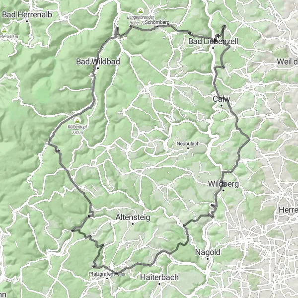 Karten-Miniaturansicht der Radinspiration "Road-Tour durch die Schwarzwaldregion" in Karlsruhe, Germany. Erstellt vom Tarmacs.app-Routenplaner für Radtouren