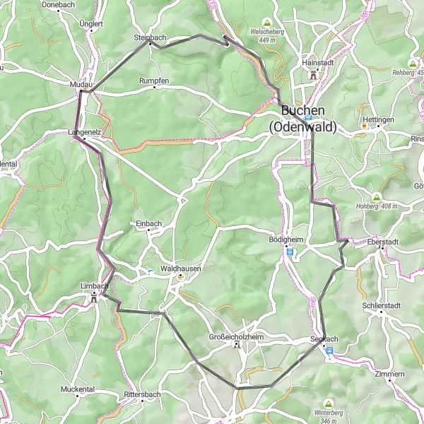 Karten-Miniaturansicht der Radinspiration "Roadtour Seckach" in Karlsruhe, Germany. Erstellt vom Tarmacs.app-Routenplaner für Radtouren