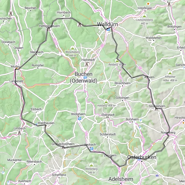 Karten-Miniaturansicht der Radinspiration "Hettigenbeuern Rundtour" in Karlsruhe, Germany. Erstellt vom Tarmacs.app-Routenplaner für Radtouren