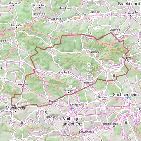 Karten-Miniaturansicht der Radinspiration "Gravel-Abenteuer um Gleichenberg" in Karlsruhe, Germany. Erstellt vom Tarmacs.app-Routenplaner für Radtouren