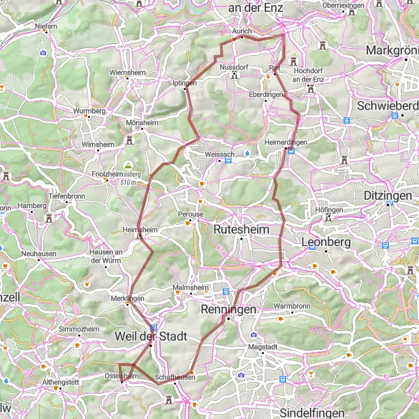 Karten-Miniaturansicht der Radinspiration "Weinberge und Schlösser Rundtour" in Karlsruhe, Germany. Erstellt vom Tarmacs.app-Routenplaner für Radtouren