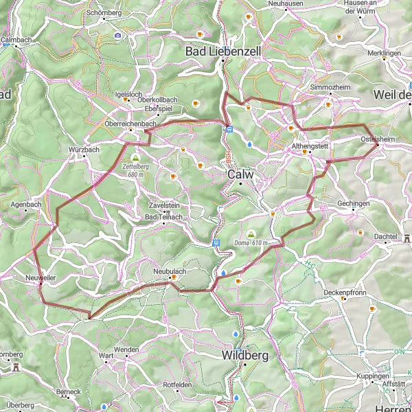 Karten-Miniaturansicht der Radinspiration "Burgentour durch die Natur" in Karlsruhe, Germany. Erstellt vom Tarmacs.app-Routenplaner für Radtouren