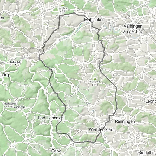 Karten-Miniaturansicht der Radinspiration "Straßentour durch die Natur" in Karlsruhe, Germany. Erstellt vom Tarmacs.app-Routenplaner für Radtouren