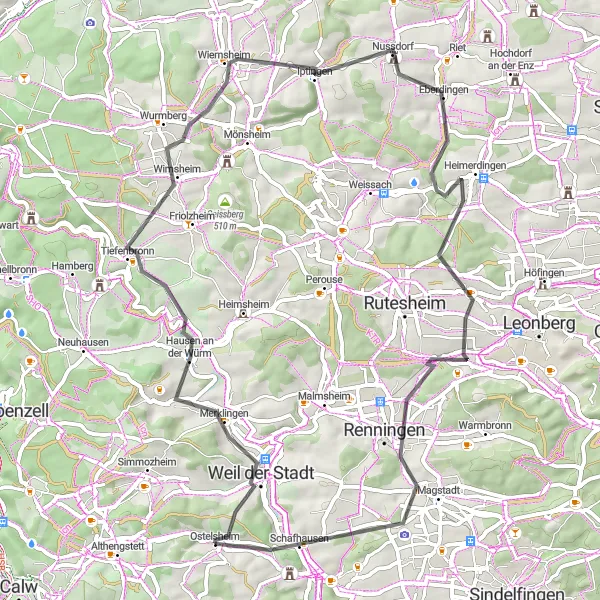 Karten-Miniaturansicht der Radinspiration "Entdeckungstour in die Natur" in Karlsruhe, Germany. Erstellt vom Tarmacs.app-Routenplaner für Radtouren