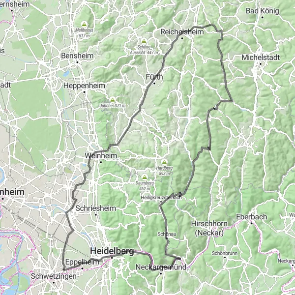 Karten-Miniaturansicht der Radinspiration "Rundum gut - Rennradtour ab Plankstadt" in Karlsruhe, Germany. Erstellt vom Tarmacs.app-Routenplaner für Radtouren