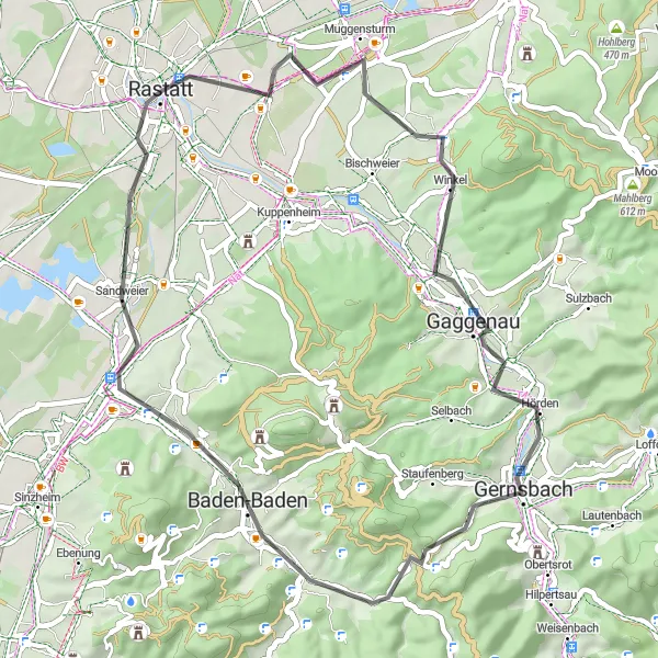 Karten-Miniaturansicht der Radinspiration "Gaggenau-Runde" in Karlsruhe, Germany. Erstellt vom Tarmacs.app-Routenplaner für Radtouren