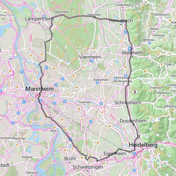 Map miniature of "Plankstadt Adventure" cycling inspiration in Karlsruhe, Germany. Generated by Tarmacs.app cycling route planner