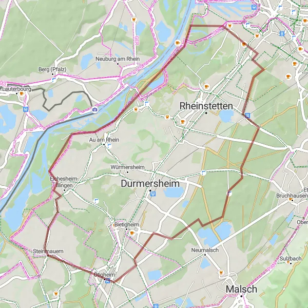 Map miniature of "Elchesheim-Illingen Loop" cycling inspiration in Karlsruhe, Germany. Generated by Tarmacs.app cycling route planner