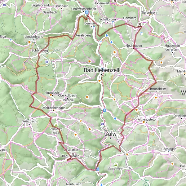 Karten-Miniaturansicht der Radinspiration "Abenteuer und Natur im Nordschwarzwald" in Karlsruhe, Germany. Erstellt vom Tarmacs.app-Routenplaner für Radtouren