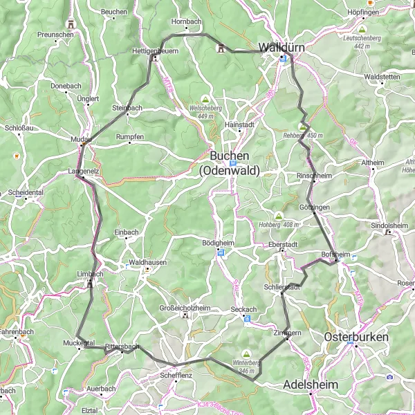 Karten-Miniaturansicht der Radinspiration "Radtour durch das Jagsttal" in Karlsruhe, Germany. Erstellt vom Tarmacs.app-Routenplaner für Radtouren