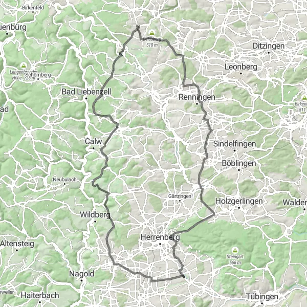 Map miniature of "Wimsheim to Flachsspreite Road Cycling Route" cycling inspiration in Karlsruhe, Germany. Generated by Tarmacs.app cycling route planner