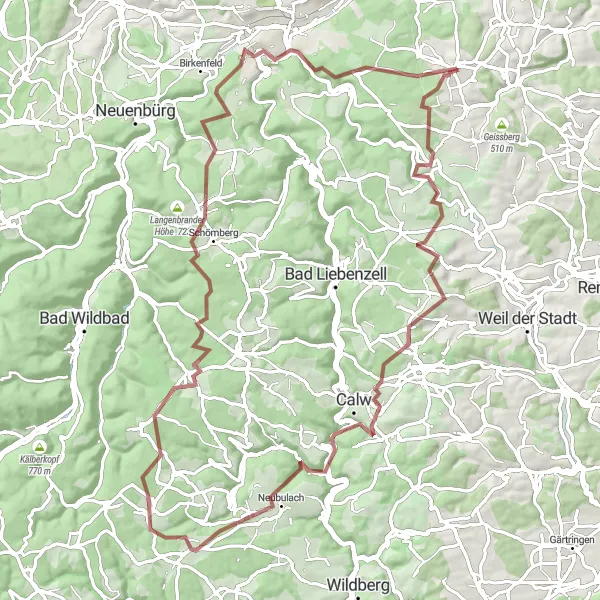 Karten-Miniaturansicht der Radinspiration "Gravel-Abenteuer durch den Schwarzwald" in Karlsruhe, Germany. Erstellt vom Tarmacs.app-Routenplaner für Radtouren