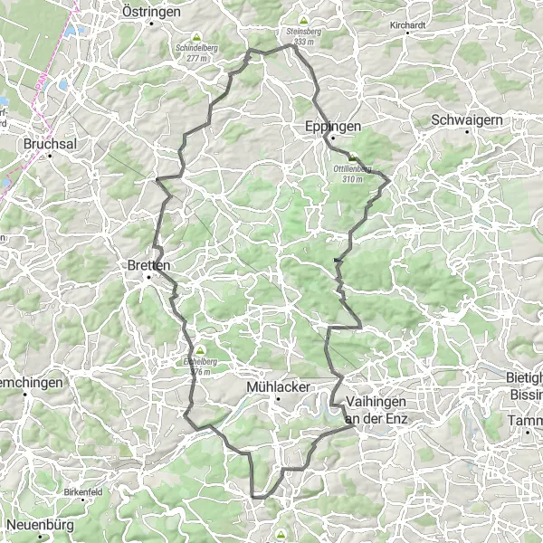 Karten-Miniaturansicht der Radinspiration "Entdeckungsreise durch malerische Gebiete" in Karlsruhe, Germany. Erstellt vom Tarmacs.app-Routenplaner für Radtouren