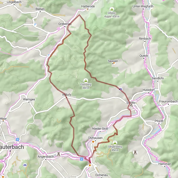 Karten-Miniaturansicht der Radinspiration "Wolfers-Berg Rundweg" in Kassel, Germany. Erstellt vom Tarmacs.app-Routenplaner für Radtouren