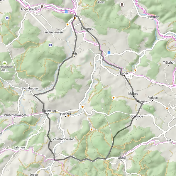 Karten-Miniaturansicht der Radinspiration "Idyllische Landschaften und ländlicher Charme" in Kassel, Germany. Erstellt vom Tarmacs.app-Routenplaner für Radtouren