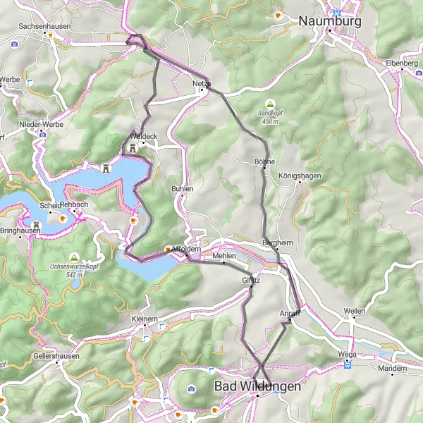 Karten-Miniaturansicht der Radinspiration "Kurze Rundtour mit historischen Highlights" in Kassel, Germany. Erstellt vom Tarmacs.app-Routenplaner für Radtouren