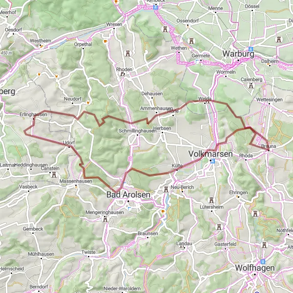 Karten-Miniaturansicht der Radinspiration "Radtour um Breuna" in Kassel, Germany. Erstellt vom Tarmacs.app-Routenplaner für Radtouren