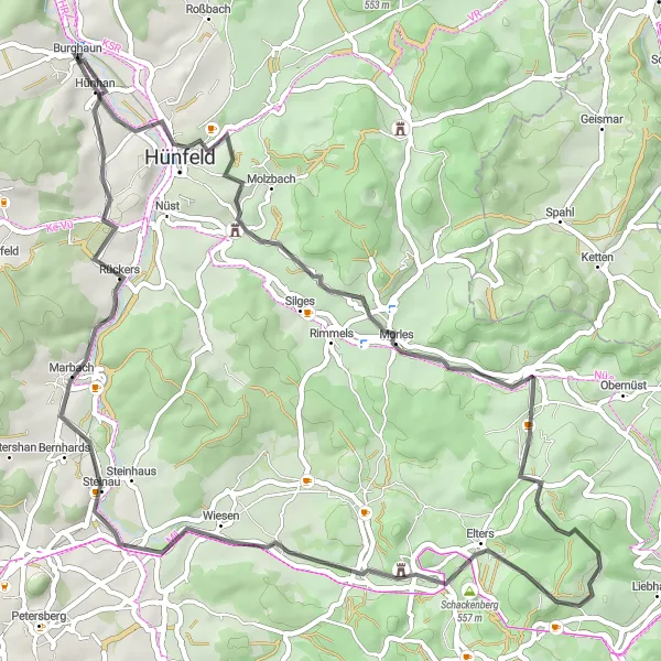 Karten-Miniaturansicht der Radinspiration "Road Tour durch die Natur" in Kassel, Germany. Erstellt vom Tarmacs.app-Routenplaner für Radtouren