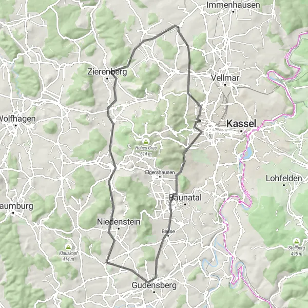 Karten-Miniaturansicht der Radinspiration "Kultur und Natur entlang der Radrunde Kassel" in Kassel, Germany. Erstellt vom Tarmacs.app-Routenplaner für Radtouren