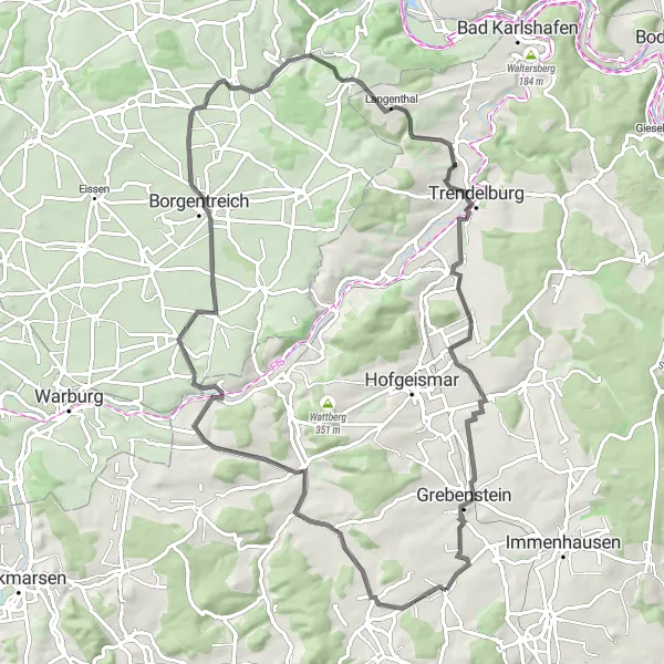Karten-Miniaturansicht der Radinspiration "Herrschaftliche Rundtour um Calden" in Kassel, Germany. Erstellt vom Tarmacs.app-Routenplaner für Radtouren