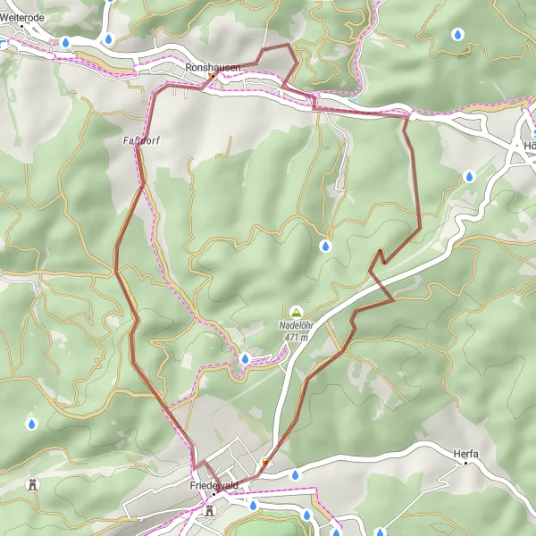 Map miniature of "Gravel Adventure" cycling inspiration in Kassel, Germany. Generated by Tarmacs.app cycling route planner