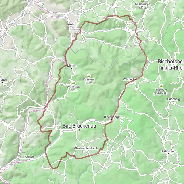 Map miniature of "Gravel Challenge" cycling inspiration in Kassel, Germany. Generated by Tarmacs.app cycling route planner