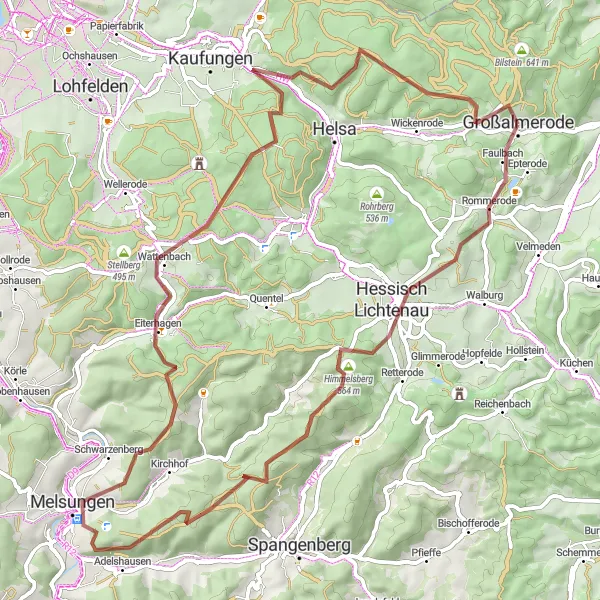 Karten-Miniaturansicht der Radinspiration "Naturerlebnis im Waldkappel" in Kassel, Germany. Erstellt vom Tarmacs.app-Routenplaner für Radtouren
