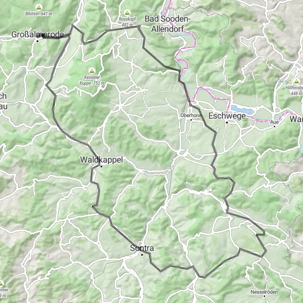 Karten-Miniaturansicht der Radinspiration "Rund um Großalmerode" in Kassel, Germany. Erstellt vom Tarmacs.app-Routenplaner für Radtouren