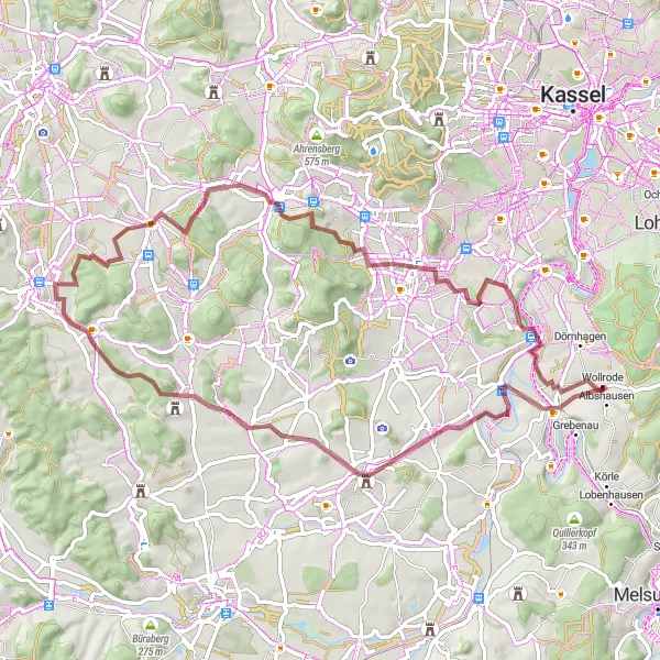 Karten-Miniaturansicht der Radinspiration "Kultur und Natur rund um Guxhagen" in Kassel, Germany. Erstellt vom Tarmacs.app-Routenplaner für Radtouren