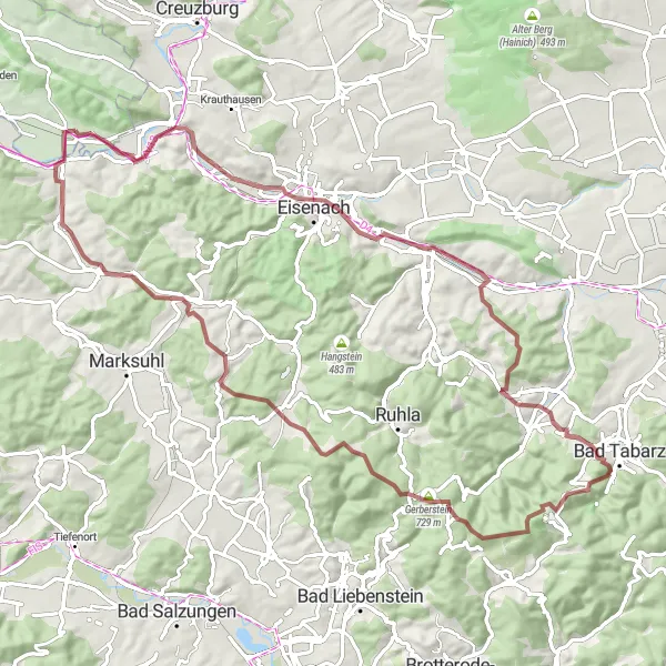 Map miniature of "Stedtfeld - Fischbach - Herleshausen Gravel Adventure" cycling inspiration in Kassel, Germany. Generated by Tarmacs.app cycling route planner