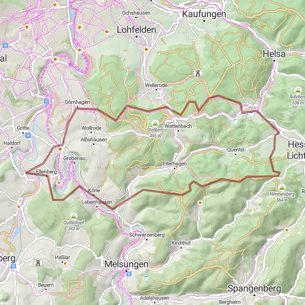 Karten-Miniaturansicht der Radinspiration "Naturverbundenes Empfershausen" in Kassel, Germany. Erstellt vom Tarmacs.app-Routenplaner für Radtouren