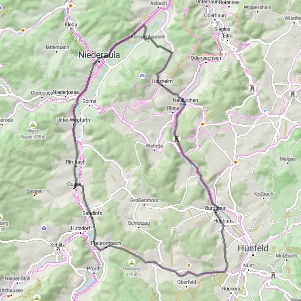Karten-Miniaturansicht der Radinspiration "Radtour durch Fraurombach und Sinzigburg" in Kassel, Germany. Erstellt vom Tarmacs.app-Routenplaner für Radtouren