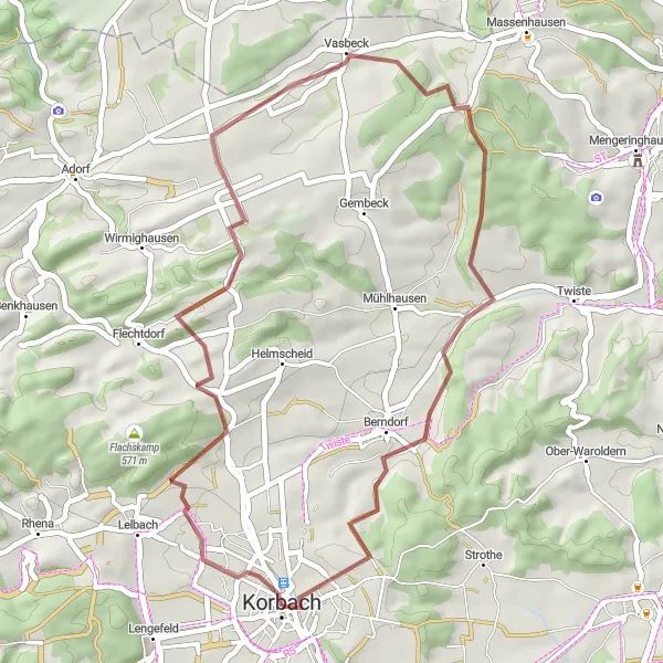 Karten-Miniaturansicht der Radinspiration "Die Vasbeck-Tour" in Kassel, Germany. Erstellt vom Tarmacs.app-Routenplaner für Radtouren