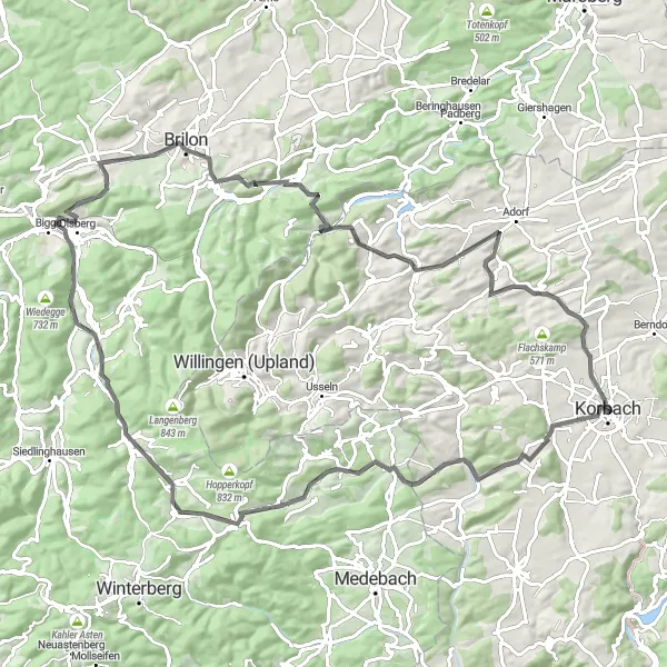 Karten-Miniaturansicht der Radinspiration "Herausforderung der Natur" in Kassel, Germany. Erstellt vom Tarmacs.app-Routenplaner für Radtouren