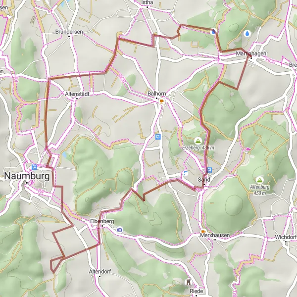 Map miniature of "The Gravel Adventure" cycling inspiration in Kassel, Germany. Generated by Tarmacs.app cycling route planner