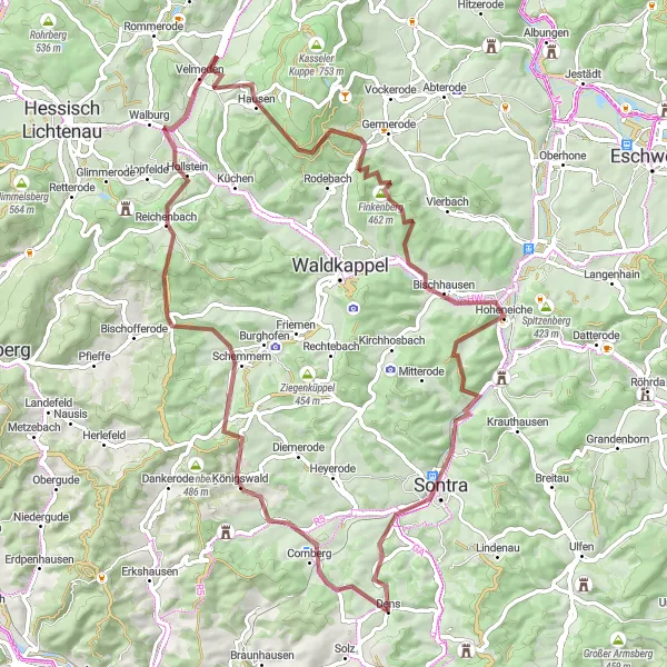 Map miniature of "Exploring Hidden Gems" cycling inspiration in Kassel, Germany. Generated by Tarmacs.app cycling route planner