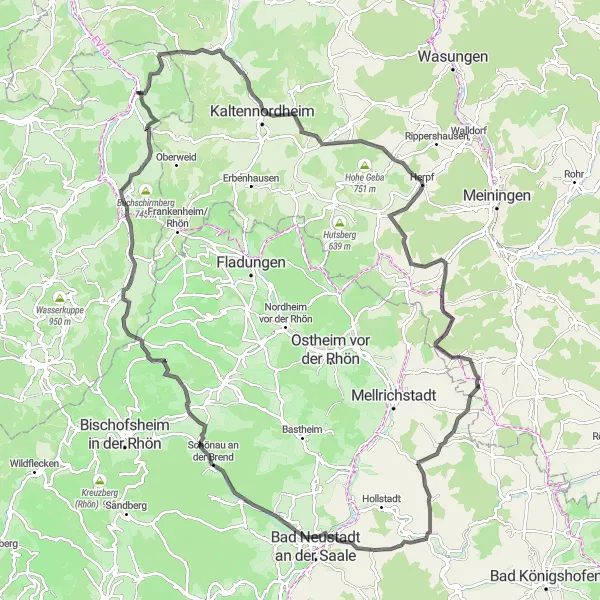 Map miniature of "Challenging explore of historical landmarks" cycling inspiration in Kassel, Germany. Generated by Tarmacs.app cycling route planner