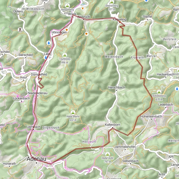 Map miniature of "The Schürzenberg Challenge" cycling inspiration in Koblenz, Germany. Generated by Tarmacs.app cycling route planner