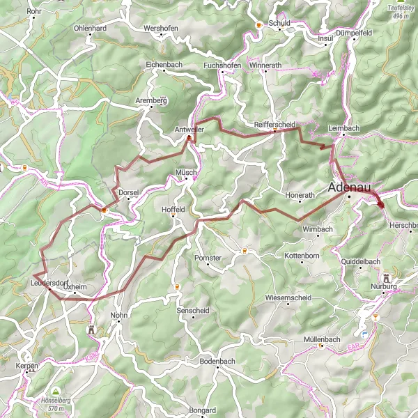 Karten-Miniaturansicht der Radinspiration "Eifel-Ardennen-Achterbahn" in Koblenz, Germany. Erstellt vom Tarmacs.app-Routenplaner für Radtouren