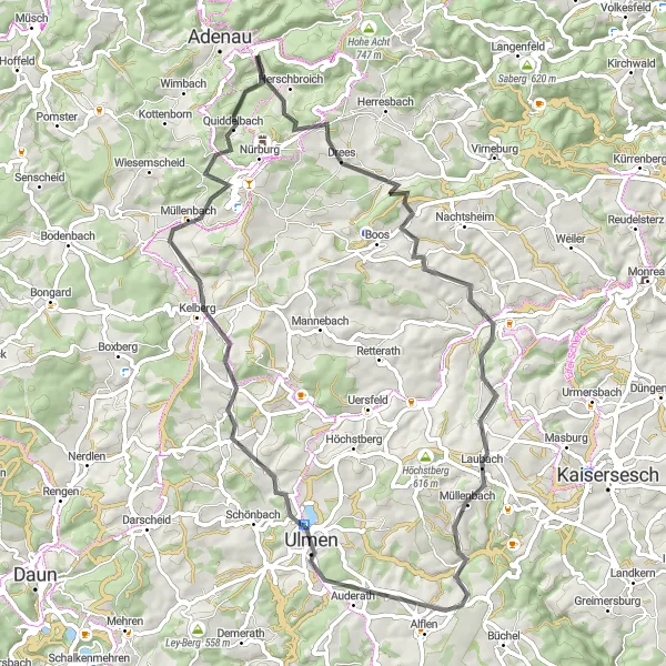 Map miniature of "Meuspath Loop" cycling inspiration in Koblenz, Germany. Generated by Tarmacs.app cycling route planner