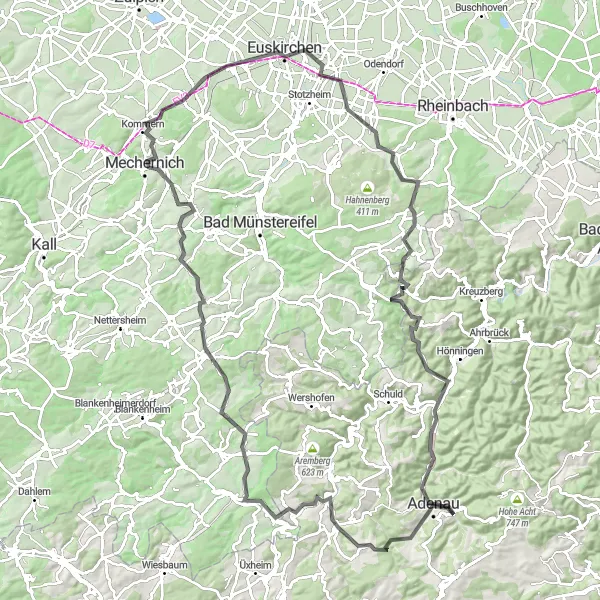 Map miniature of "The Historical Route" cycling inspiration in Koblenz, Germany. Generated by Tarmacs.app cycling route planner