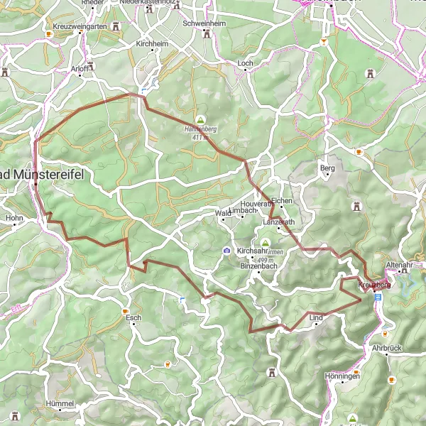 Map miniature of "The Gravel Paradise" cycling inspiration in Koblenz, Germany. Generated by Tarmacs.app cycling route planner